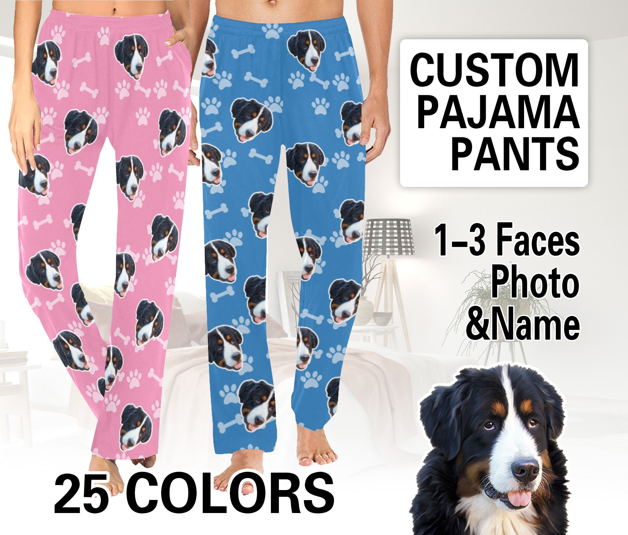 Custom Dog Photo Pajamas,personalized Pajamas Pants With Face,pet  Pajamas,women Men Pajama Bottoms,dog Dad Gifts,pajama Pants for Women Men 