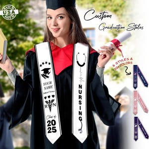 Étole de remise des diplômes personnalisée : ceinture personnalisée pour diplômés en soins infirmiers