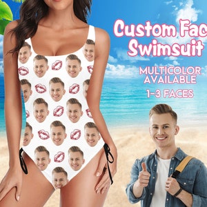 Benutzerdefinierter Gesichts-Badeanzug für Frauen, personalisieren Sie einen einteiligen Gesichts-Badeanzug, personalisieren Sie den Badeanzug, Fotogeschenke für Freundin, Pool-Party-Geschenke Bild 1