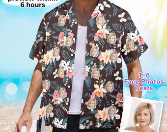 Benutzerdefinierte Hawaiihemd mit Gesicht, personalisierte Fotodruck-T-Shirts, Kurzarm-Shirts für die Junggesellenparty, beste Geschenke für den Vatertag