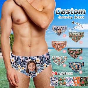 Custom Face Swim Briefs: Personalized Photo Men&#39;s Swim Trunks
