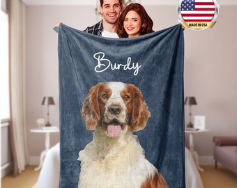 Couverture personnalisée pour animaux de compagnie, couverture pour chien avec nom personnalisé, couverture numérique personnalisée pour animaux de compagnie, couverture personnalisée pour portrait d’animal de compagnie, cadeau de propriétaire de chien, cadeau pour la famille