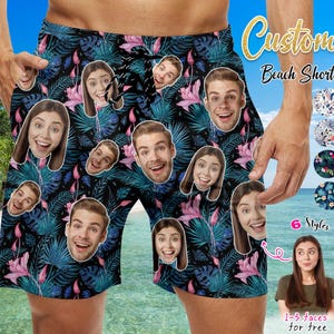 Personalized Face Swim Trunks: Custom Photo Men&#39;s Beach Shorts