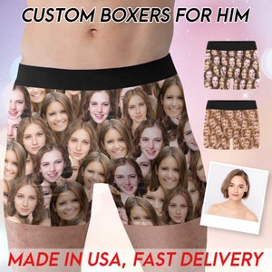 Custom Face Boxer Briefs Personalized Photo Print Underwear Funny Crazy Boxers with Picture Popular Gift for Boyfriend Gift for Dad/Husband