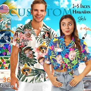 Custom Hawaiian Shirt with Face, Personalized Face Shirt, Birthday Party Shirts, Face Hawaiian Shirt, Summer Shirt, Couples Hawaiian Shirt