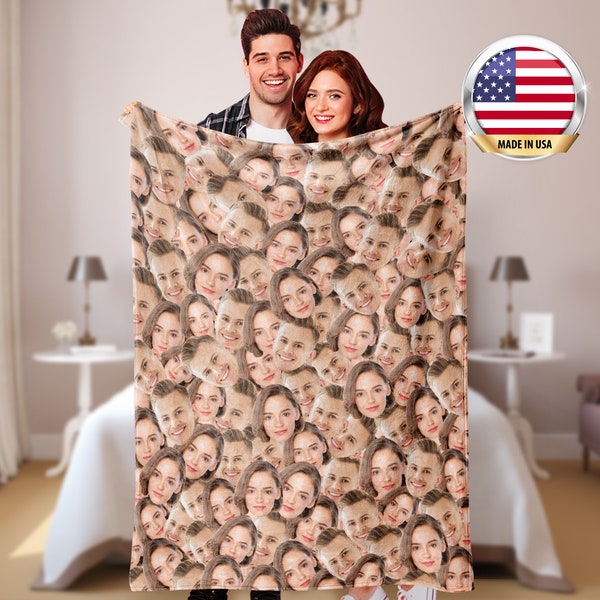 Personalized face Blanket, unique valentine's day gift, custom blanket with face Made in USA,Your Photo Blankets Multiple faces blanket