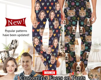 Custom Dog Face Pajama, Personalized Character Photo Pajamas, Custom Pajama Pants, Men and Women Pajamas, Anniversary Photo Gift For Her Him