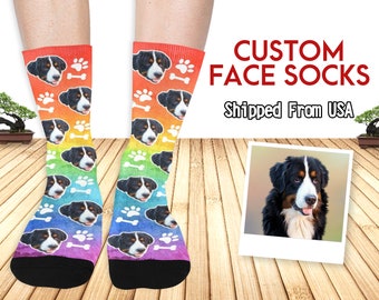 Benutzerdefinierte Haustier Socken, setzen Sie Ihren süßen Hund auf Socken, Hundeliebhaber Geschenk, lustige Gesichtssocken, personalisierte Hundesocken, Weihnachtsgeschenk, Hund Katzengesichtssocken