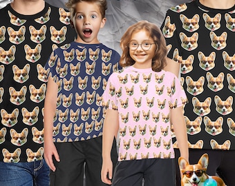 T-shirt personnalisé, chemise personnalisée pour enfants, chemise garçon, chemise personnalisée pour animaux de compagnie pour homme, t-shirt femme, chemise gog face, cadeau pour père