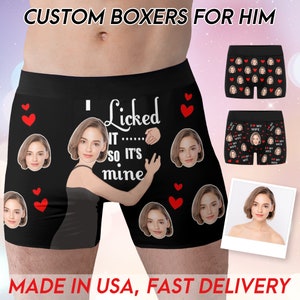 Custom Face Boxer Briefs Personalized Photo Print Underwear Design Funny Boxers with Picture Popular Gift for Boyfriend Gift for Husband