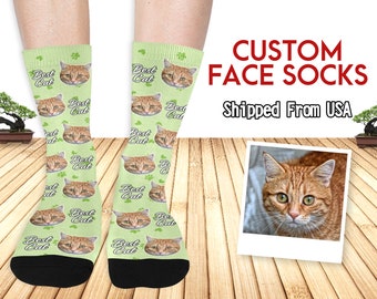 Custom Pet Face Socks, Personazlied Name Socks with Photo, Picture Sock Made in USA, Mother's Day/ Anniversary/Birthday/Father's Day Gift