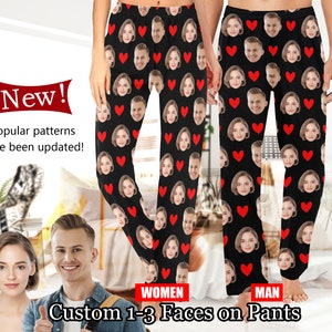 Personalized Pajamas Pants with Face/Photo,Couple Face Pajamas,Custom Photo Pajamas,Your Face You Dog on Pajama pants,Valentine's Day gift image 1