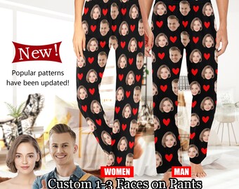 Personalisierte Pyjamas Hose mit Gesicht / Foto, Paar Gesicht Pyjamas, Benutzerdefinierte Foto Pyjamas, Ihr Gesicht You Dog auf Pyjamahose, Geschenk zum Valentinstag