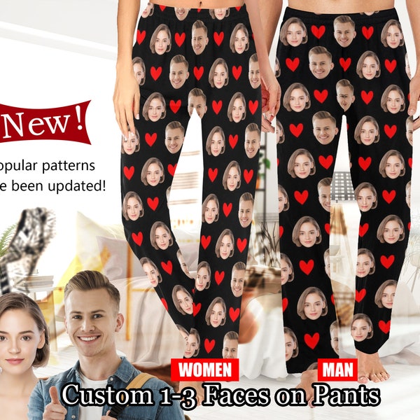 Personalisierte Pyjamas Hose mit Gesicht / Foto, Paar Gesicht Pyjamas, Benutzerdefinierte Foto Pyjamas, Ihr Gesicht You Dog auf Pyjamahose, Geschenk zum Valentinstag