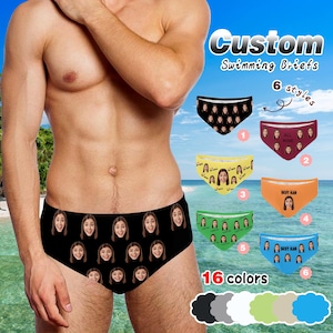 Personalized Face Swim Briefs: Custom Photo Men&#39;s Swimsuit