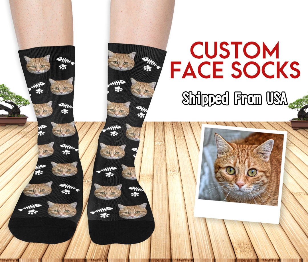 Customized Pet Face Socks, Put Any Faces on Socks, Custom Sock With Faces, Funny Photo on Socks