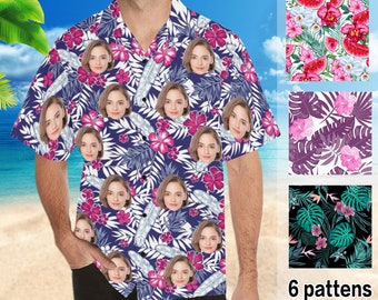 Custom Face on Hawaiian Shirt Beach Shirts Summer Hawaii Shirt Face Hawaiian Shirt Vacation Shirt Bachelorette Party Gift for Her Love Shirt