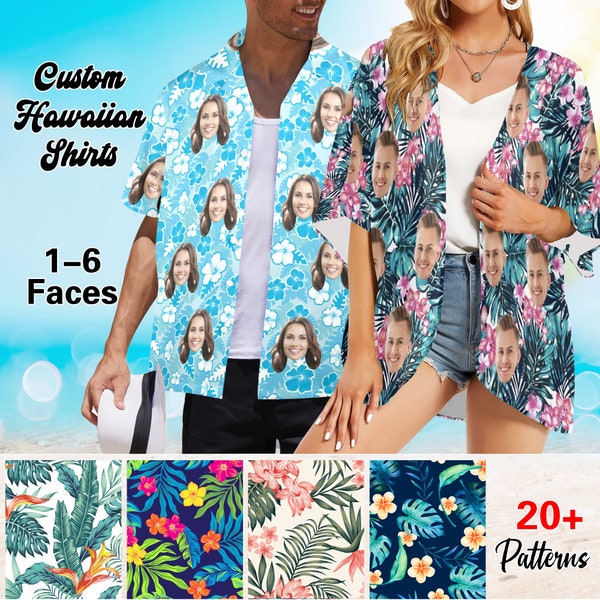 Custom Hawaiian Shirts & Cover Up, Personalized Face Shirts , Custom Tropical Hawaiian Shirt Women Cover Up, Bachelor Vacation Party Shirts