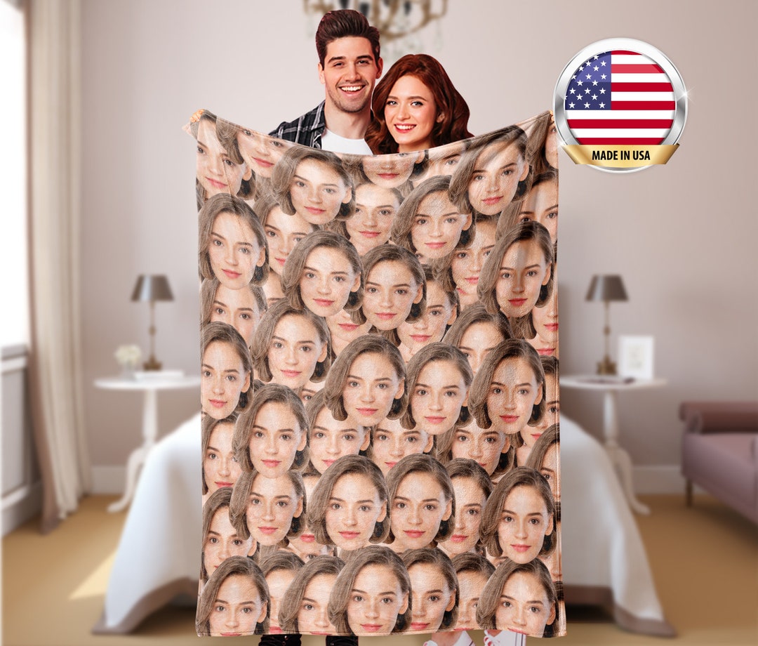 Custom Face Blanket, Personalized Photo Face Blanket, Custom Photo