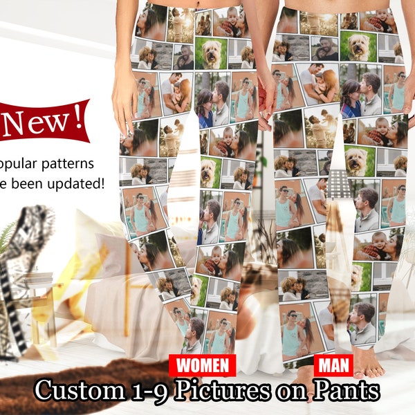 Pantalon de pyjama photo personnalisé,Pantalon photo avec collage,Pyjama imprimé,Bas de pyjama pour homme,Cadeau pour lui,Cadeau d'anniversaire,1-9 photos