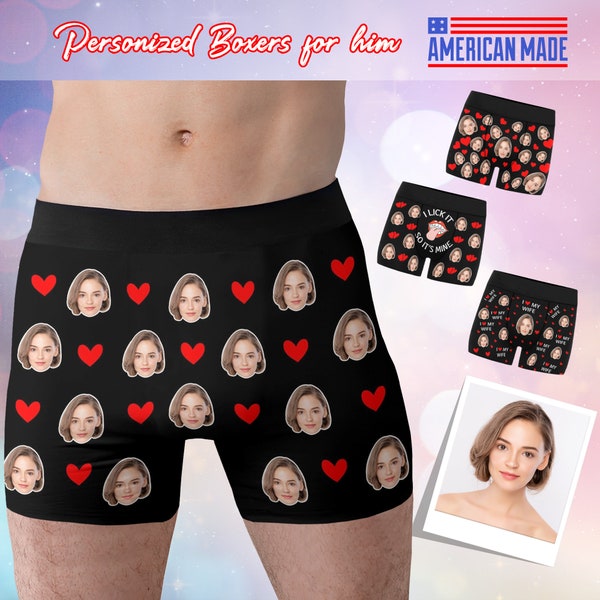 Custom Boxers Brief with Face, Personalize Photo Boxers,Birthday/Wedding/Anniversary Gifts for Husband Boyfriend Multiple colors available