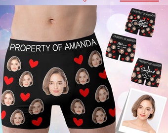 Custom Face Boxer Briefs, Personalized Photo Print Underwear Design Funny Boxers with Picture Popular Gift Wedding/Anniversary Gifts for Him