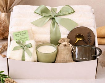 Boîte-cadeau Healing Vibes pour femme, panier-cadeau avec couverture, plante succulente, chaussettes, bougie, cadeau de rétablissement pour elle, cadeau Vous pensez à vous