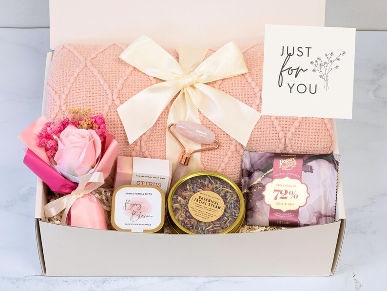 Birthday Gift Box, self care women, spa gift box, care package for her, hug in a box, congratulations gift, thank you gift for friend image 1