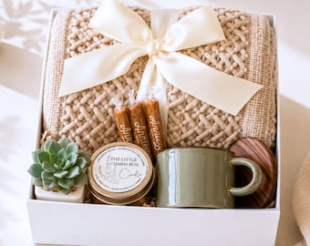 Sending Healing Vibes Gift Box for Women, Gift Basket with Blanket, Succulent, Socks, Candle, Get Well Gift for Her, Thinking of You Gift