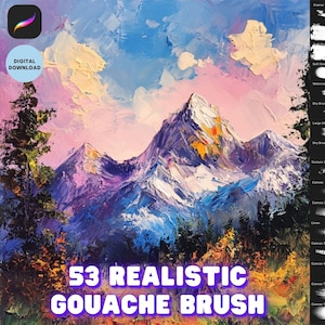 Procreate Realistic Gouache Oil Paint Brush Set. Impasto Thick paint texture canvas, palette knife brushes
