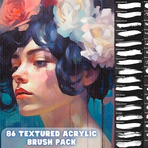 Procreate Textured Acrylic Paint Brush Kit, Palette knife brush , Digital Download Brush Set Canvas Texture Bundle