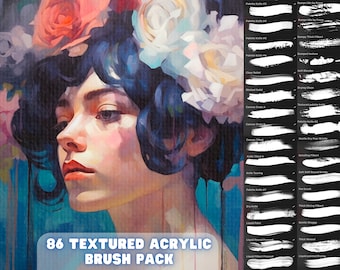 Procreate Textured Acrylic Paint Brush Kit, Palette knife brush , Digital Download Brush Set Canvas Texture Bundle