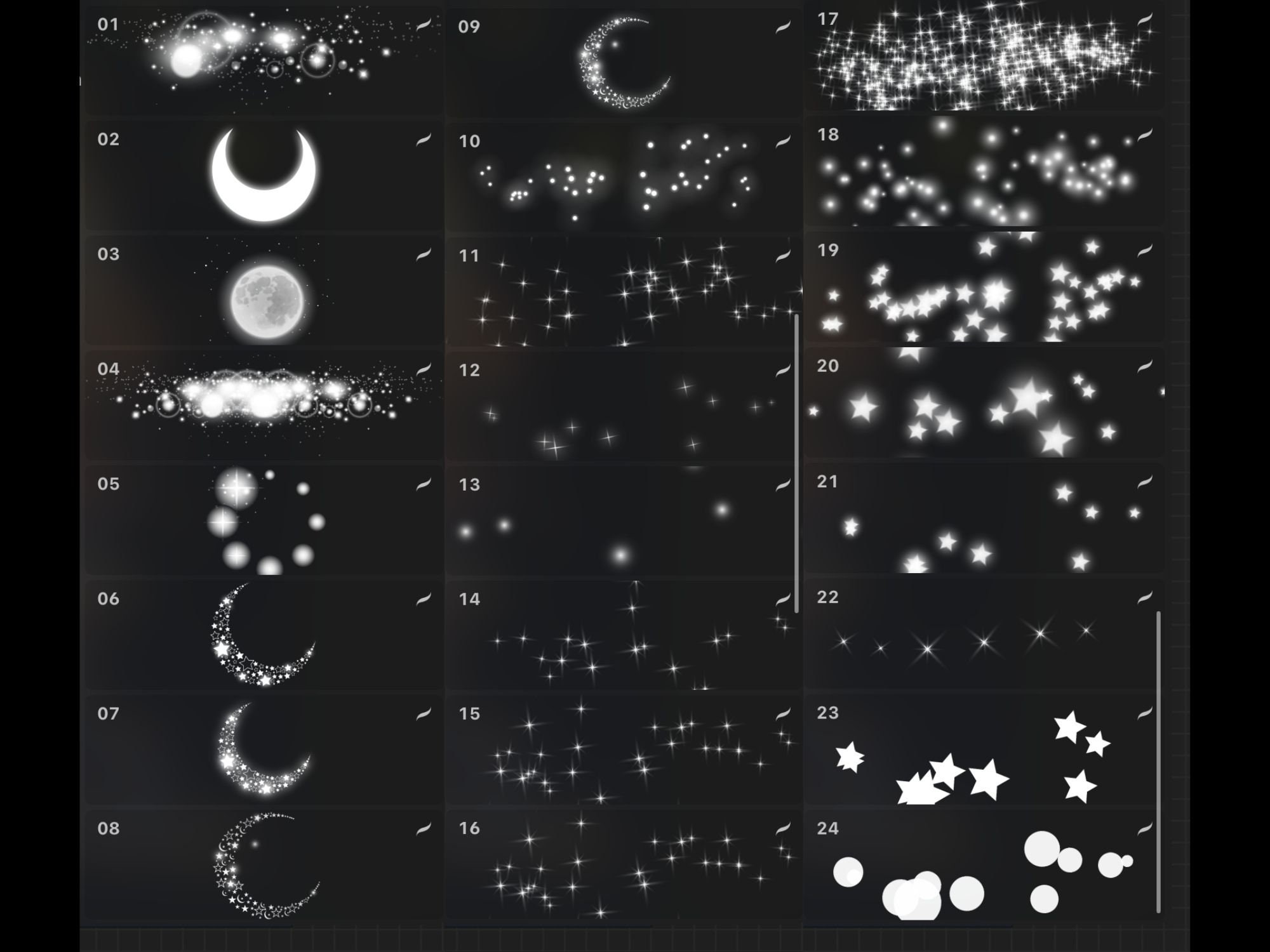 Celestial Stamp Brush Bundle - Procreate & Photoshop Bokeh Stars Moon ...