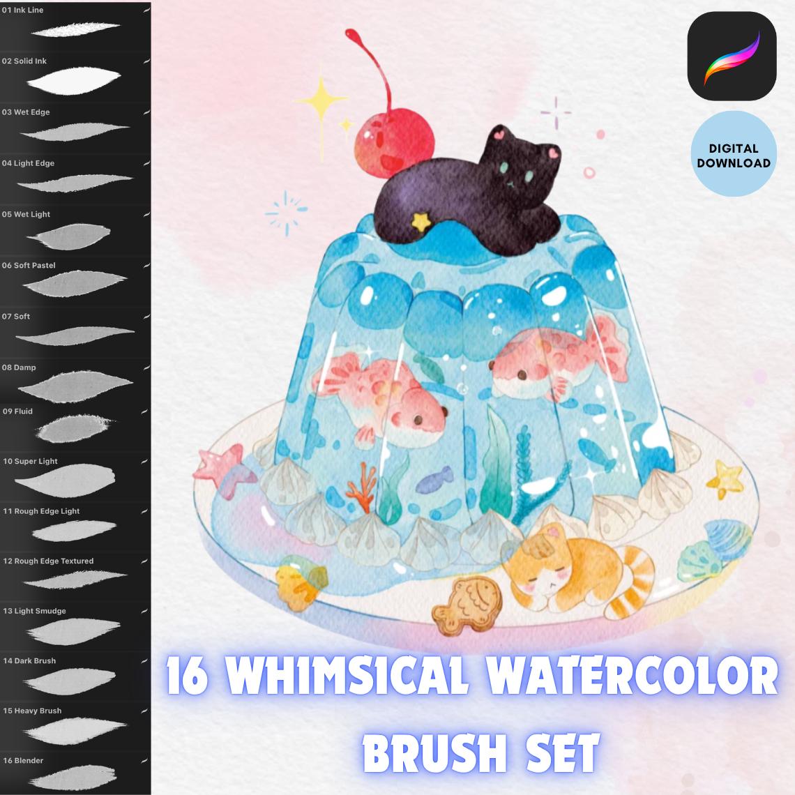 Procreate Whimsical Soft Wet Watercolor Brush Set Textured Effect ...