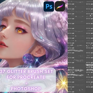 Procreate Photoshop Glitter Bokeh Sequins Brush set Preset for illustration and coloring iPad brushes