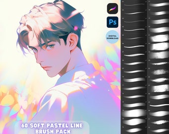 Creëer Photoshop Soft Pastel Line Brush-set Voorinstelling voor illustratie en kleuren Anime Manga Art iPad-penselen
