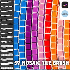 Procreate Dynamic Mosaic Tile Brush Pack for illustration Art iPad brushset
