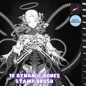 Paquet de brosses à tampons Procreate Dynamic Bones, brosse à os squelette téléchargement numérique