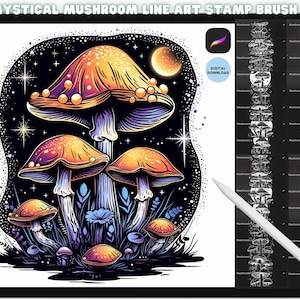 Magical Mushroom Stamp Brush Bundle - Mystical Funghi Procreate Stamp Brush Instant Download Set
