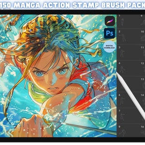 Procreate Photoshop Manga Martial Arts , Figure Poses Action Brush Stamps Bundle Pack Brushes Digital Instant Download Brush Set Bundle
