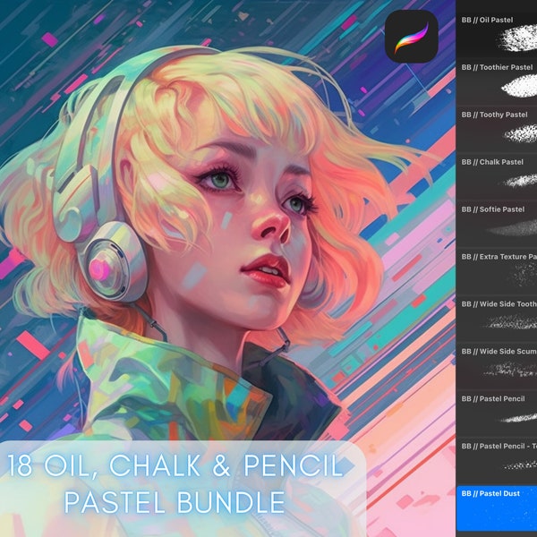 Procreate Pastel Oil Chalk & Pencil Painting Drawing Brush set Preset for illustration and coloring iPad brushes