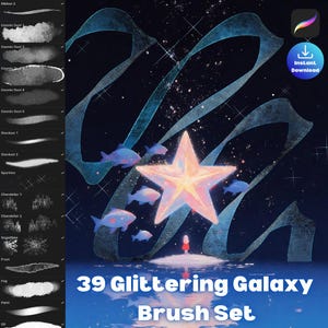 Procreate Glitter Galaxy Brush Bundle Pack, Shimmer, Sparkle, Cosmic Dust - Digitalt direktnedladdningsbart borstset