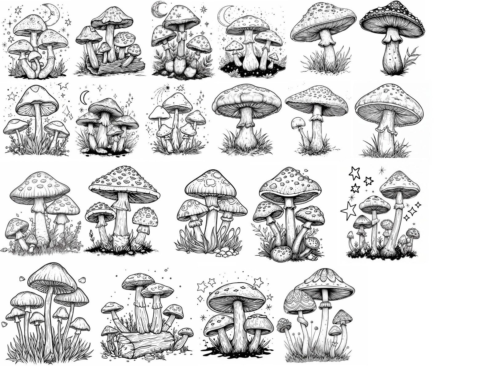 Magical Mushroom Stamp Brush Bundle - Mystical Funghi Procreate Stamp ...