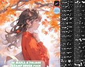 Procreate Maple & Foliage Stamp Drawing Brush set Preset for illustration and coloring iPad brushes