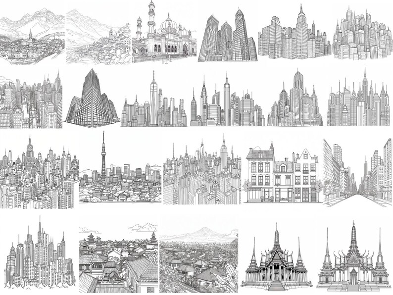 Procreate Cityscape Skyline Buildings Streets Stamp Brush Bundle Pack ...