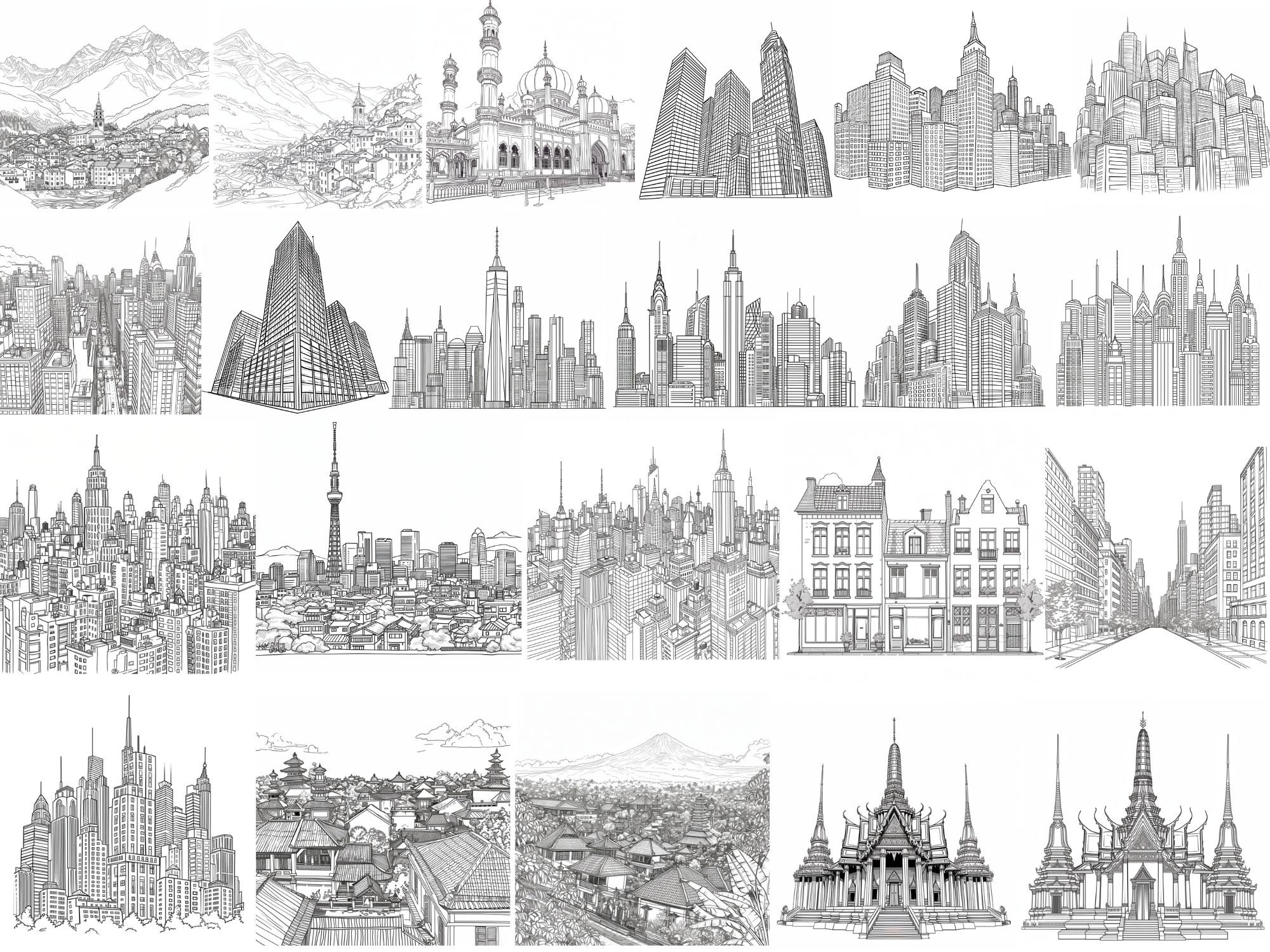 Procreate Cityscape Skyline Buildings Streets Stamp Brush Bundle Pack