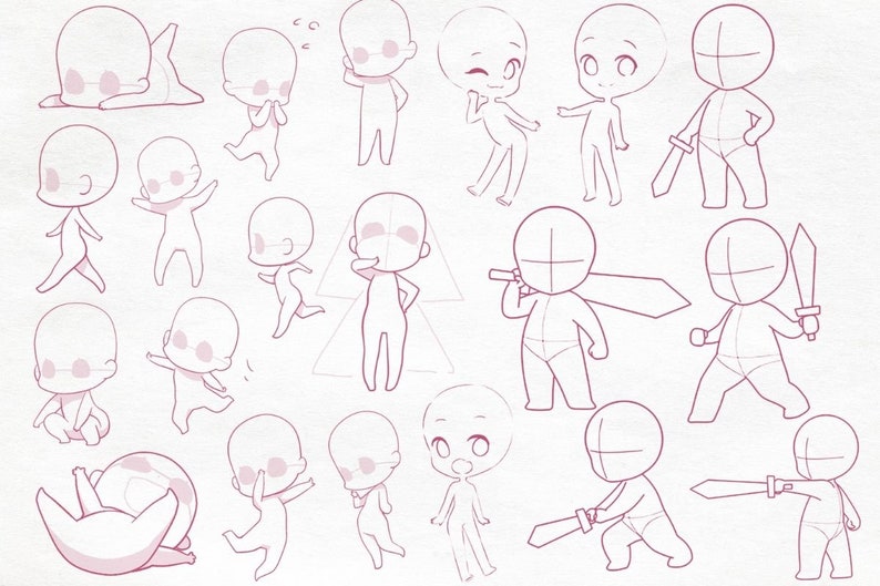 Procreate Photoshop Kawaii Cute Chibi Anime Manga Figure Drawing Guide ...