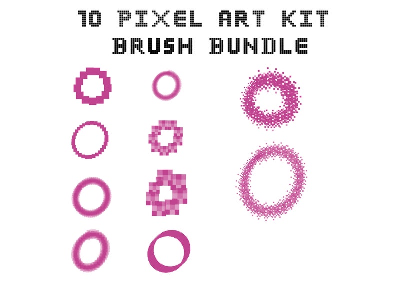 Procreate Pixel Art Kit Brush Set Preset for Illustration and Coloring