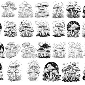 Magical Mushroom Stamp Brush Bundle - Mystical Funghi Procreate Stamp ...