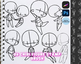 Chibi Figure Poses Brush Stamps for Procreate & Photoshop (Digital Download)